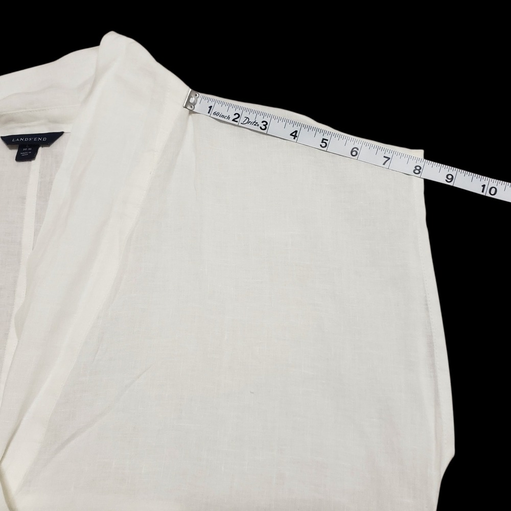 Lands End White 100% Linen V-Neck Tunic Coverup Top Womens Large 14-16 - Picture 9 of 11